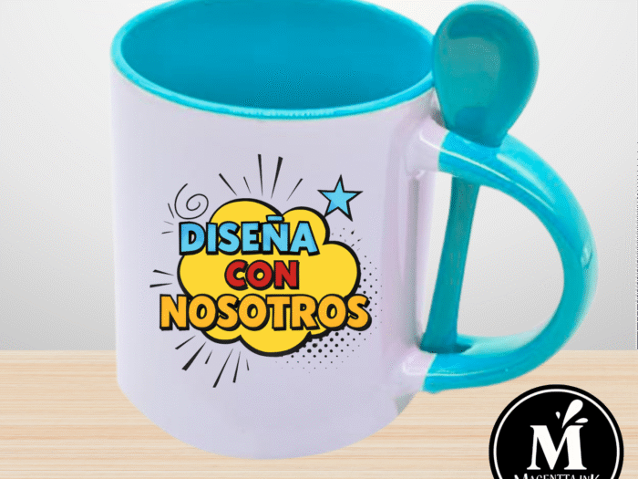 mug fondo color con cuchara