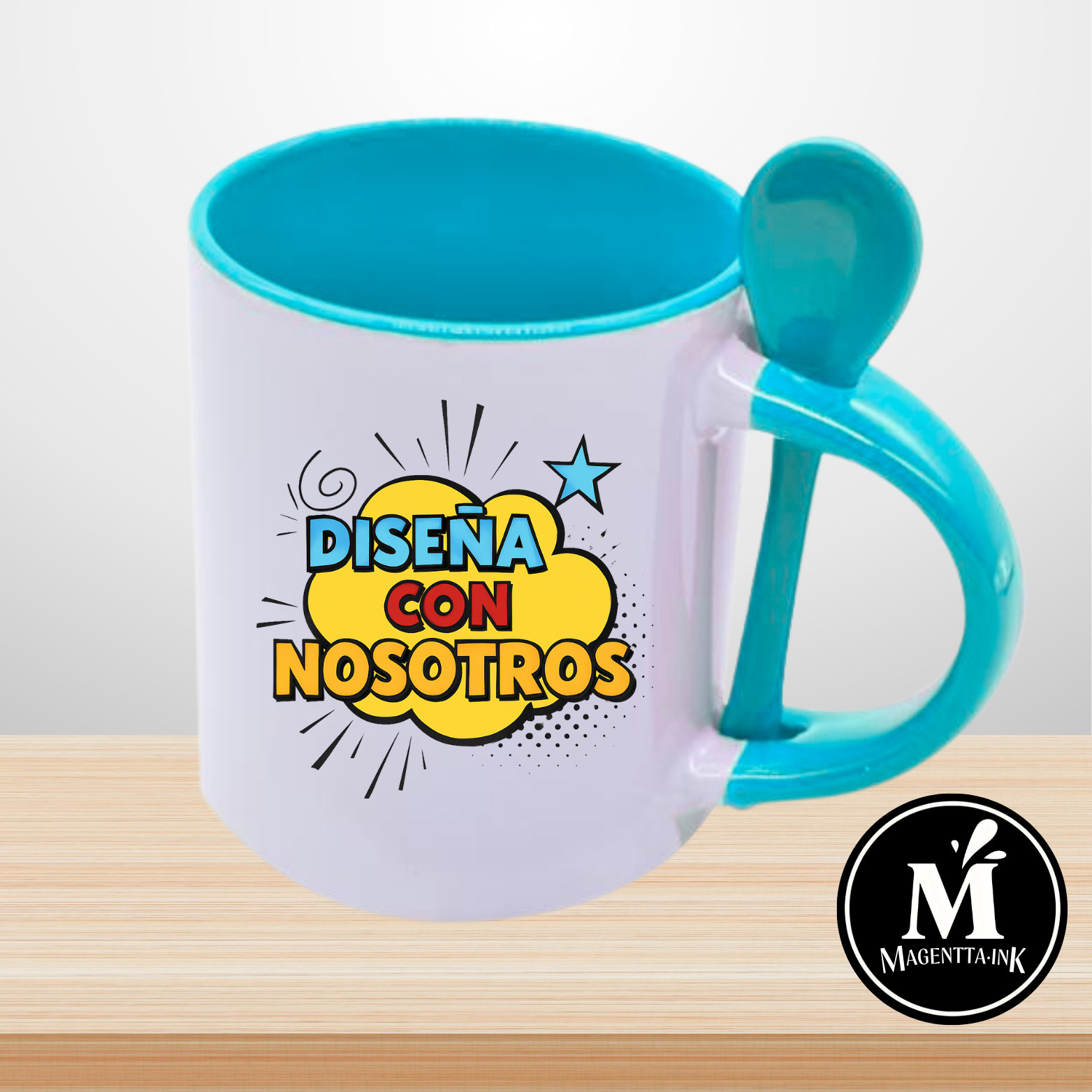 mug fondo color con cuchara mug fondo color con cuchara